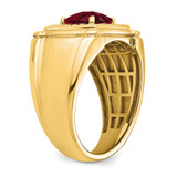 IBGoodman 14k 1/4 carat Lab Grown Diamond VS/SI+ G+ and Lab Created Ruby Men's Ring