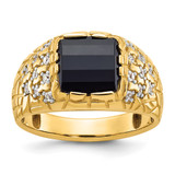 IBGoodman 14k 1/4 carat Lab Grown Diamond VS/SI+ G+ and Onyx Complete Nugget Men's Ring - B5-56E129DD-9344