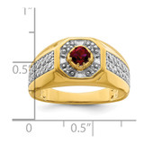 IBGoodman 14k 5/8 carat Lab Grown Diamond VS/SI+ G+ and Created Ruby Complete Men's Ring