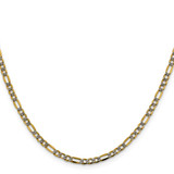 14K 24 inch 3.2mm Semi-Solid with Rhodium Pav‚ Figaro with Lobster Clasp Chain