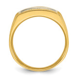 IBGoodman 14k Men's Polished and Grooved 3-Row 1.65 Carat AA Quality Diamond Ring