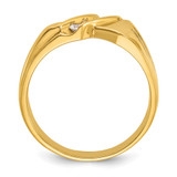 IBGoodman 14k Men's Polished and Grooved 3-Stone 1/5 Carat AA Quality Diamond Ring