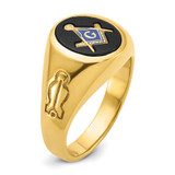 IBGoodman 14k Men's Polished and Grooved with Oval Onyx Blue Lodge Master Masonic Ring - B0-33BD6CBA-4073