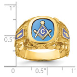 IBGoodman 14k Men's Polished and Nugget Textured Blue Lodge Master Masonic Ring Mounting