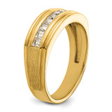 IBGoodman 14k Men's Polished and Satin Square 10-Stone 1/2 Carat AA Quality Diamond Ring
