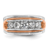 IBGoodman 14k Rose and White Gold Men's Polished Cut-Out 5-Stone 1 Carat AA Quality Diamond Ring