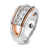 IBGoodman 14k Rose and White Gold Men's Polished Cut-Out 5-Stone 1 Carat AA Quality Diamond Ring