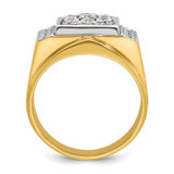 IBGoodman 14k Two Tone 1 carat Lab Grown Diamond VS/SI+ G+ Complete Men's Polished and Satin Cluster Ring - B5-E0070C1F-8544