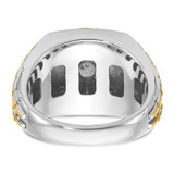IBGoodman 14k Two Tone 1 carat Lab Grown Diamond VS/SI+ G+ Complete Polished Satin and Textured Men's Ring - B5-82F2E3E6-1407