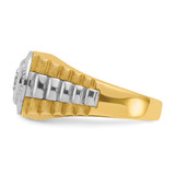 IBGoodman 14k Two Tone 1 carat Lab Grown Diamond VS/SI+ G+ Complete Polished Satin and Textured Men's Ring - B5-913BF54D-9002