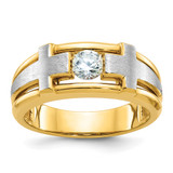 IBGoodman 14k Two tone 1/2 carat Lab Grown Diamond VS/SI+ G+ Complete Polished Satin and Cut Out Men's Cross Ring