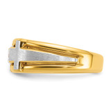 IBGoodman 14k Two tone 1/2 carat Lab Grown Diamond VS/SI+ G+ Complete Polished Satin and Cut Out Men's Cross Ring