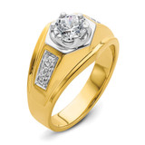 IBGoodman 14k Two Tone 1/5 carat Lab Grown Diamond VS/SI+ G+ 1 carat Center Round Semi Mount Polished and Satin Men's Ring