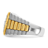 IBGoodman 14k Two-Tone 1 1/6 carat Lab Grown Diamond VS/SI+ G+ Complete Ribbed Men's Cluster Ring