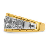 IBGoodman 14k Two-tone 1 5/8 carat Lab Grown Diamond VS/SI+ G+ Complete Polished and Satin Men's Ring