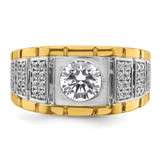 IBGoodman 14k Two-tone 1 5/8 carat Lab Grown Diamond VS/SI+ G+ Complete Polished and Satin Men's Ring