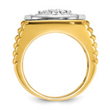 IBGoodman 14k Two-Tone 1 7/8 carat Lab Grown Diamond VS/SI+ G+ Complete Ribbed Men's Cluster Ring