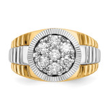 IBGoodman 14k Two-Tone 1 carat Lab Grown Diamond VS/SI+ G+ Complete Ridged Men's Ring