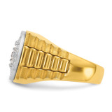 IBGoodman 14k Two-Tone 1 carat Lab Grown Diamond VS/SI+ G+ Complete Satin and Textured Men's Cluster Ring