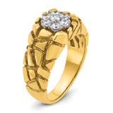 IBGoodman 14k Two-Tone 1/2 carat Lab Grown Diamond VS/SI+ G+ Complete Men's Textured Cluster Nugget Ring