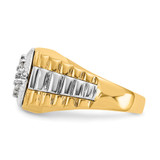 IBGoodman 14k Two-Tone 1/2 carat Lab Grown Diamond VS/SI+ G+ Complete Ridged Men's Ring