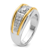 IBGoodman 14k Two-tone 1/2 carat Lab Grown Diamond VS/SI+ G+ Three Stone Complete Men's Ring - B2-00DE81F6-8846