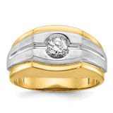 IBGoodman 14k Two-tone 1/3 carat Lab Grown Diamond VS/SI+ G+ Complete Polished and Satin Men's Ring