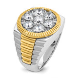 IBGoodman 14k Two-Tone 3 carat Lab Grown Diamond VS/SI+ G+ Complete Ribbed Men's Cluster Ring