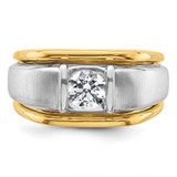 IBGoodman 14k Two-tone 3/4 carat Lab Grown Diamond VS/SI+ G+ Complete Polished and Satin Men's Ring - B2-45549EA0-5844