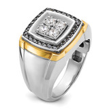 IBGoodman 14k Two-tone Men's Polished 3/4 Carat AA Quality Black and White Diamond Square Cluster Ring