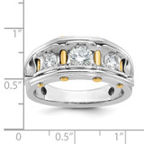 IBGoodman 14k Two-tone Men's Polished 3-Stone 1 Carat AA Quality Diamond Ring