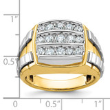 IBGoodman 14k Two-tone Men's Polished and Grooved 3-Row 1 Carat AA Quality Diamond Cluster Ring