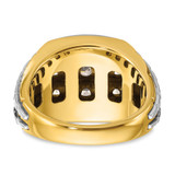 IBGoodman 14k Two-tone Men's Polished and Grooved 3-Row 1 Carat AA Quality Diamond Cluster Ring