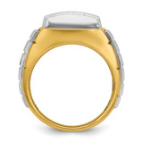 IBGoodman 14k Two-tone Men's Polished and Grooved 3-Row Cluster Ring Mounting