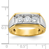 IBGoodman 14k Two-tone Men's Polished and Grooved 3-Stone 1 Carat AA Quality Diamond Ring
