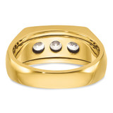 IBGoodman 14k Two-tone Men's Polished and Grooved 3-Stone 1 Carat AA Quality Diamond Ring