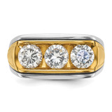 IBGoodman 14k Two-tone Men's Polished and Grooved 3-Stone Ring Mounting - B6-7D4642AC-6790