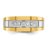 IBGoodman 14k Two-tone Men's Polished and Grooved 5-Stone Ring Mounting - B6-F37DCE95-6077