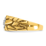 IBGoodman 14k Two-tone Men's Polished and Nugget Textured Round 1/2 Carat AA Quality Diamond Cluster Ring