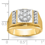 IBGoodman 14k Two-tone Men's Polished and Satin 1/2 Carat AA Quality Diamond Cluster Ring