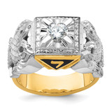 IBGoodman 14k Two-tone Men's Polished and Textured 32nd Degree Scottish Rite Masonic Ring Mounting - B0-3B4A68B9-5568