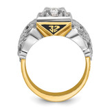 IBGoodman 14k Two-tone Men's Polished and Textured 32nd Degree Scottish Rite Masonic Ring Mounting - B0-D0D7BB6F-9256