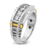 IBGoodman 14k Two-tone Men's Polished and Textured 5-Stone Ring Mounting