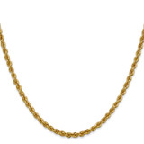 14K 24 inch 3mm Regular Rope with Lobster Clasp Chain