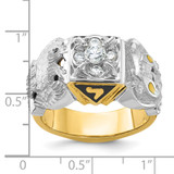 IBGoodman 14k Two-tone Men's Polished and Textured Double Eagle Masonic Shriner's Ring Mounting - B0-A56EB39C-3235