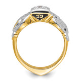 IBGoodman 14k Two-tone Men's Polished and Textured Double Eagle Masonic Shriner's Ring Mounting - B0-A70E266E-6222