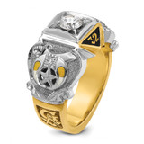 IBGoodman 14k Two-tone Men's Polished and Textured Double Eagle Masonic Shriner's Ring Mounting - B0-BF4C589C-7911
