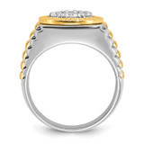 IBGoodman 14k Two-tone Men's Polished and Textured Round Cluster Ring Mounting