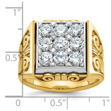 IBGoodman 14k Two-tone Men's Polished and Textured Scroll Design 2 Carat AA Quality Diamond Square Cluster Ring