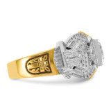 IBGoodman 14k Two-tone Men's Polished and Textured with Black Enamel and Diamond Double Eagle Masonic Shriner's Ring - B0-258B261E-8532